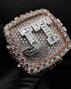Bague de luxe Hip Hop Bling en argent sterling 925 avec diamant Moissanite et lettres serties, plaquée rhodium, personnalisable, tendance - Product Image 2