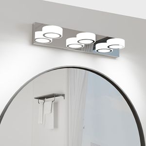 Moderna Lampada LED da 21 Pollici per Specchio da Bagno, 3 Lenti Ovali in Acrilico Bianco, Base Cromata, Rotazione a 360 Gradi - Product Image 3