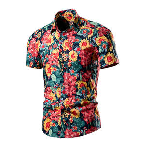 Nouvelle chemise formelle à manches courtes pour homme, 100 % coton, imprimé floral 3D, col rabattu, coupe ajustée, vente en gros, OEM, orientée vers l'exportation - Product Image 6
