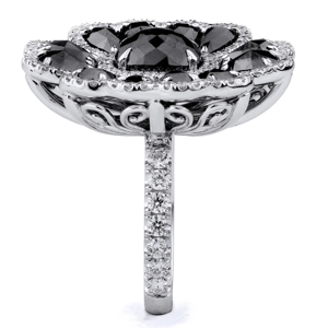Luxury Flower Cocktail <b>Ring</b> With Black Oval Diamond 925 Silver Women's Party Jewelry - Product Image 2