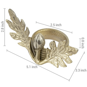 Anillos para Servilletas de Aleación de Zinc con Forma de Hoja, Diseño Clásico, Duraderos, 5 cm de Ancho, Decoración para Mesa de Boda - Product Image 4