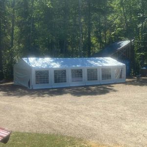 Tenda per Feste da Esterno Resistente 20FT X 40FT con Pareti Laterali Rimovibili e Porte Avvolgibili, Copertura in PE da 11 oz, Tettoia Superiore da 6FT 6" e Struttura in Poliestere PE da 10FT - Product Image 3