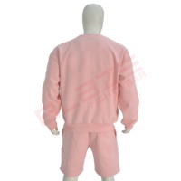 Ensemble deux pièces en tricot rose pour homme, couleur unie, sweat-shirt décontracté et short, vêtements d'été