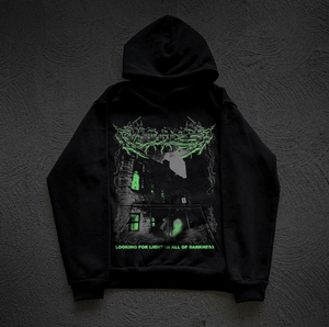 Custom Gothic Graphic Print Unisex <b>Y2K</b> Streetwear Black Heavyweight Cotton Pullover Hoodie And Matching Short Sleeve T <b>Shirt</b> Set - Product Image 4