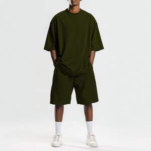 Conjunto de camiseta y pantalones cortos de talla grande con logo personalizado, serigrafía, 100% algodón, ropa extragrande, conjuntos de camisetas vintage para hombre - Product Image 1