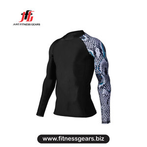 Rashguard à manches longues pour homme, en Spandex et Polyester, séchage rapide, sans coutures, gris - Product Image 6