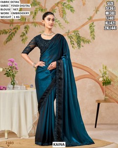 Kaina pour Saree Imprimé Numérique avec Broderie pour Femme, Coupe Classique, Longueur au Sol, Style Élégant, Anti-humidité, Infroissable - Product Image 5