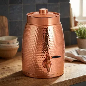 Premium Hammered Copper Beverage Dispenser Handcrafted Copper Drink Dispenser <b>with</b> <b>Tap</b> <b>Container</b> for <b>Water</b> Juice Cocktails - Product Image 2
