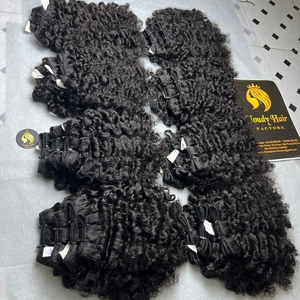 Tissage de cheveux bouclés birmans, cheveux humains bruts vietnamiens, noir naturel, texture douce et élastique, double tirage - Product Image 2