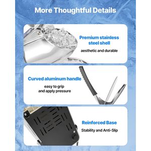 Macchina Elettrica per Ghiaccio Tritato a 4 Lame, 129 kg/ora, in Acciaio Inossidabile, con Coperchio Ciotola, Modello 2022, Tritaghiaccio e Raschiaghiaccio - Product Image 6