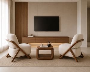 Fauteuil lounge moderne rembourré avec structure en bois, dossier solide, design ergonomique pour le mobilier de salon - Product Image 6