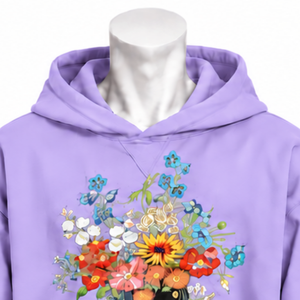 Sweat à capuche oversize à motif floral Lavande Bouquet Flowers, avec poche kangourou, style streetwear décontracté, haut d'hiver - Product Image 3