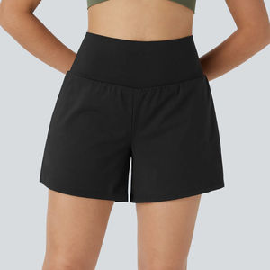 Ensemble de sport deux pièces DS-8757 : Haut de yoga corset respirant à imprimé uni et manches courtes, avec effet froncé aux fesses, en Spandex/Nylon - Product Image 4