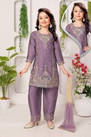 Set Sharara Bordir Ungu untuk Wanita, Bahan Georgette, Pakaian Tradisional untuk Pesta Pernikahan, Panjang Mata Kaki, Regular Fit, India, ODM, Anti Kusut