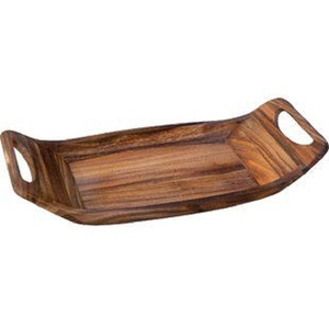 Luxury <b>Table</b> Top Wooden Serving <b>Tray</b> Brown Finished Rectangle Kitchenware Home and Hotel Use Round Food Serving <b>Tray</b> - Product Image 1