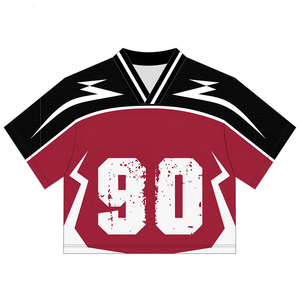 Nouveaux maillots de football américain tendance 100% polyester, imprimés par transfert thermique, logo personnalisé, séchage rapide, évacuation de l'humidité, grandes tailles - Product Image 3