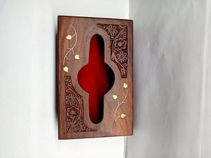 Boîte à mouchoirs en bois, porte-mouchoirs décoratif fait à la main, porte-papier rectangulaire brun pour la maison, l'hôtel - Product Image 4