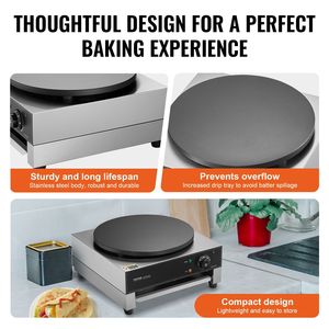 Macchina Elettrica Professionale per Crepes da 1700W, Piastra Antiaderente in Acciaio Inox da 16 Pollici, Griglia per Crepes e Pancake - Product Image 5