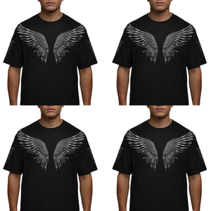 Camiseta de Moda Casual para Hombre con Alas de Cristal y Pedrería, Talla Grande, Precio de Mayoreo, Gran Venta - Product Image 1