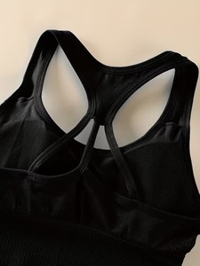 Women High Support Scoop <b>Neck</b> Racerback Sports Bra with Front Logo Eco Friendly Lightweight Removable <b>Pads</b> for Yoga Gym Workout - Product Image 4