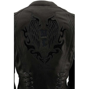 SAMROZ SPORTS Women's Black Leather Lightweight Racer Jacket - Product Image 2
