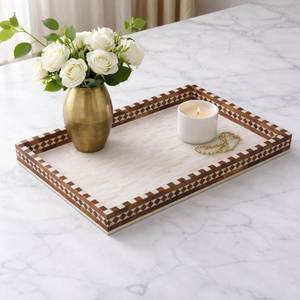 Plateau de service décoratif en os incrusté, avec un artisanat élégant fait main, pour des idées de décoration intérieure élégantes - Product Image 1
