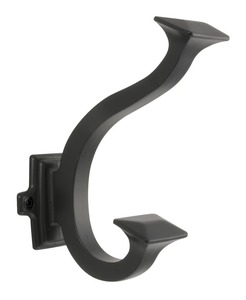 Classic Metal Wall <b>Hook</b> Single Heavy Duty For Clothing Storage Drill Installation <b>Black</b> Finish - Product Image 3
