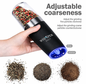 Moulin à sel électrique automatique à gravité Whisper Salt avec lumière LED, réglage de la grosseur, sel rose de l'Himalaya naturel de qualité supérieure, en stock, idéal pour un cadeau - Product Image 5