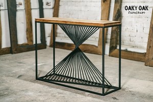 Table console en métal LINEA de forme orbitale avec plateau en marbre blanc, table console de luxe en métal pour salon - Product Image 6