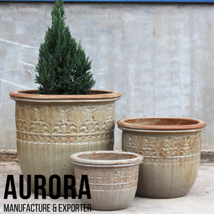 Ensemble de jardinières vintage en céramique sculptées à la main, rustiques et écologiques, avec trous de drainage pour fleurs et plantes vertes - Product Image 4