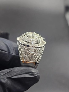<b>Men</b> Hip Hop <b>Ring</b> Moissanite <b>Ring</b> 925 Sterling Silver 14K White Gold Plated Baguette and Round Cut Iced Out for <b>Men</b> <b>Ring</b> - Product Image 5