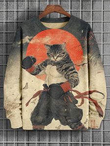Sweat à capuche décontracté unisexe à manches longues, imprimé par transfert thermique, respirant, coupe classique, motif chat anime amusant, pour l'automne et le quotidien - Product Image 5