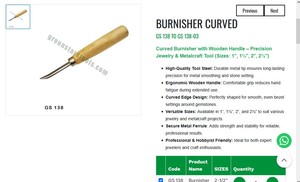 Herramienta de pulido curvada con mango de madera para joyería, herramienta de pulido de metal y arcilla, herramienta manual de orfebrería | N.° de artículo GS-138 - Product Image 3