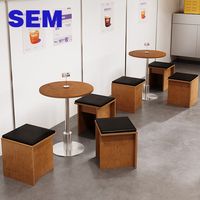 Tables et chaises de salle à manger en contreplaqué de style médiéval SEM, banquettes en cuir pour cafés, chaises de restaurant commercial pour cuisine coréenne