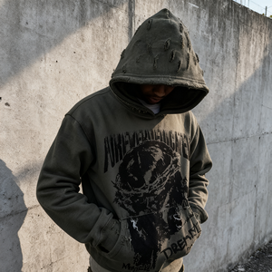 Sudadera con Capucha Nesta Sports Personalizada, 100% Algodón, Estilo Vintage, 500-600 GSM, Bordado Desgastado, Lavado Ácido - Product Image 3