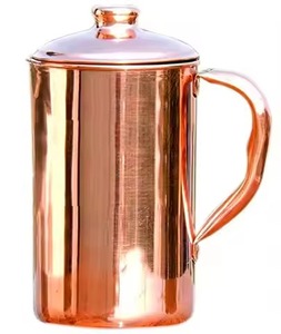 Stylish Finish Copper Jug Water Pitcher Elegant Drinkware for Kitchen Dining <b>Table</b> Serving - Product Image 1