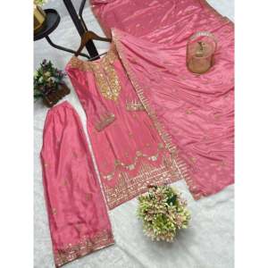 Women's Beautiful <b>Top</b>-Plazzo and Dupatta Set with Embroidery Sequence Work - Product Image 1