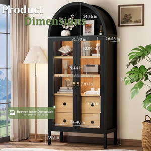 خزانة كتب منحنية من الخيزران بارتفاع 71 بوصة مع 5+ أدراج متعددة الوظائف بأسلوب المزرعة لغرفة المعيشة وقبو النبيذ - Product Image 5