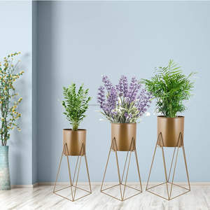Salon Plante Stand Or Poudre Enduit En Gros Plancher Jardinières Et Grand Pilier Pot De Fleur Avec Support Dernière Par TCD - Product Image 4
