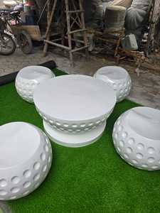 Juego de Muebles de Jardín Modernos Estilo Pelota de Golf, Blancos, de FRP, Resistentes a la Intemperie, Asientos Cómodos para 4 Personas, para Patio de Hotel - Product Image 2