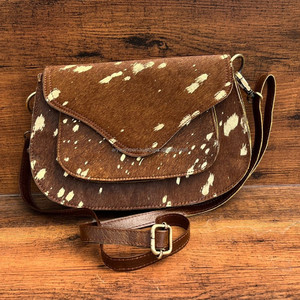 กระเป๋าถือหนังขนโลหะมาใหม่กระเป๋าสะพายสไตล์ยิปซี Boho หนังแท้วินเทจสไตล์ตะวันตกอเนกประสงค์กระเป๋าสะพายข้าง - Product Image 2