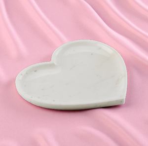 Plateau de rangement en marbre blanc de haute qualité pour la décoration de la maison, élégant, en forme de cœur, pour bonbons et chocolats, idéal pour les fêtes d'anniversaire - Product Image 1