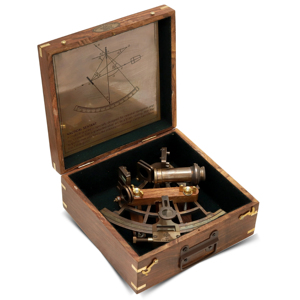 Sextante náutico de latón con dos telescopios, instrumento de navegación marítima antiguo con caja de madera, Sextante de navegación - Product Image 3