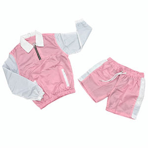 Ensemble de survêtement pour homme à blocs de couleur, veste à col demi-zip à manches longues et short à cordon de serrage - Product Image 5