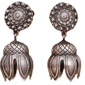 ARTS JEWELS Oxidized <b>Silver</b> Antique Brass Fancy Ethnic Bezel <b>Set</b> Drop <b>Earrings</b> Women's Anniversary Gift Indai - Product Image 1