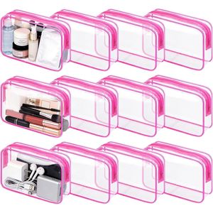 12 pezzi di borse per il trucco trasparenti impermeabili, organizer trasparenti per cosmetici, per donne e uomini, borsa da viaggio per articoli da toeletta - Product Image 1