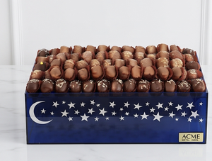 Plateau rectangulaire en acrylique de qualité supérieure pour servir des chocolats, design étoile et lune bleus, fait main, pour gâteaux et dattes. - Product Image 1