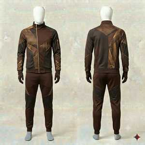 <b>Men's</b> Brown Geometric Patchwork Tracksuit Set Full Zip <b>Jacket</b> Jogger Pants Sporty Casual Autumn Wear Regular Fit 2 Piece - Product Image 1