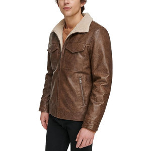 2026 New style High Street Faux Fur Fashionable <b>Leather</b> <b>Jackets</b> Zipper Closure Style <b>Winter</b> Warm Coat Regular Fit Men's <b>Jackets</b> - Product Image 3