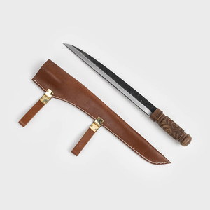 Couteau Viking forgé à la main, lame en acier carbone de 16 pouces, manche en bois de noyer avec étui en cuir, couverts de collection - Product Image 1